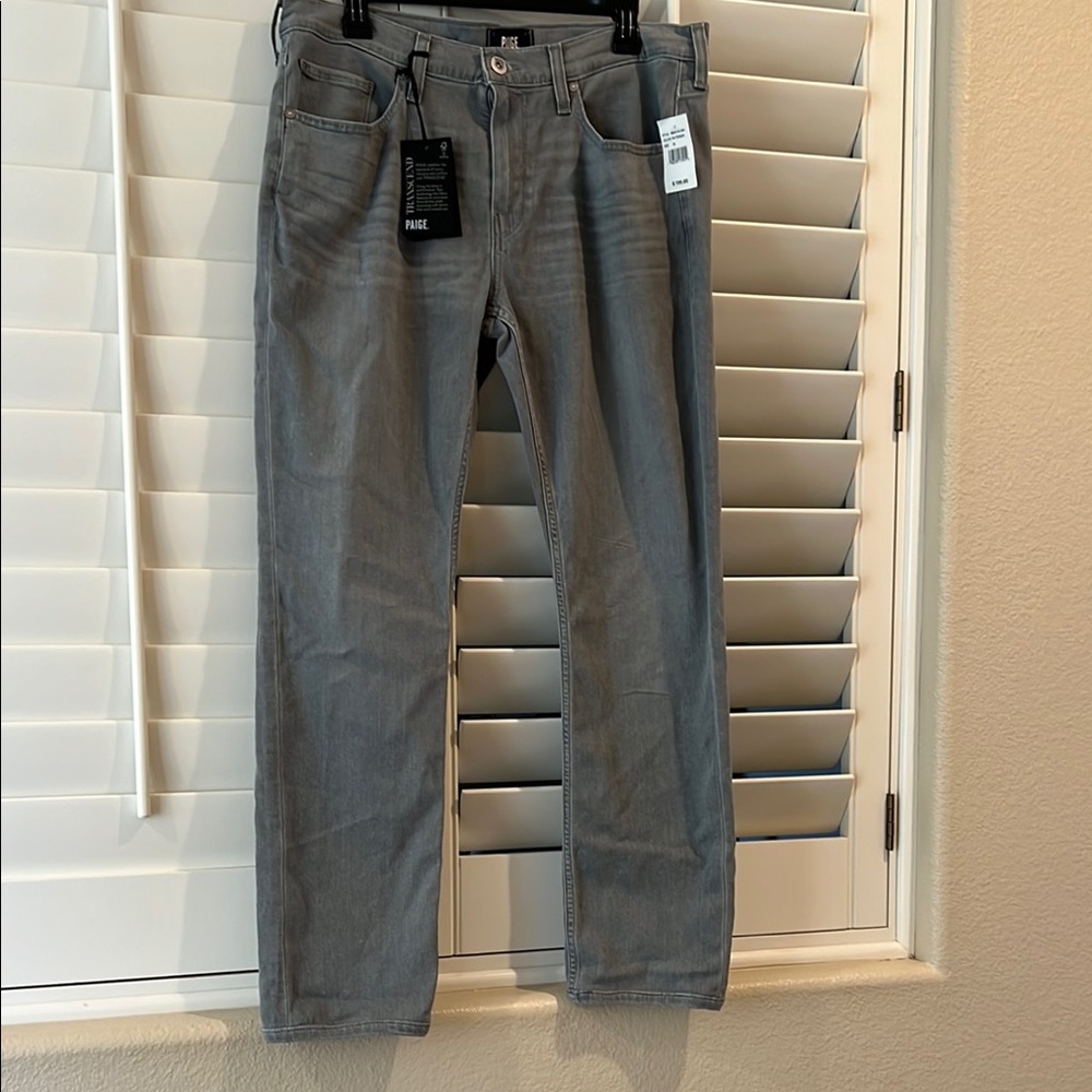 PAIGE Gray Straight Jeans Modern Fit